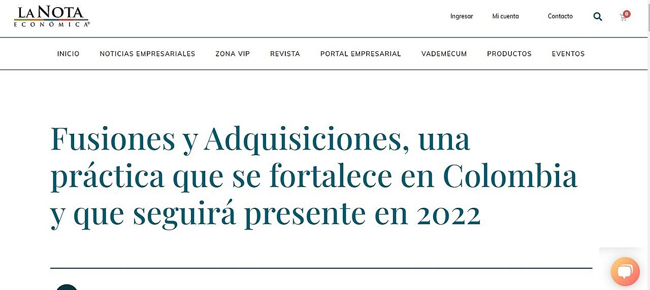 Fusiones y Adquisiciones, una prctica que se fortalece en Colombia y que seguir presente en 2022